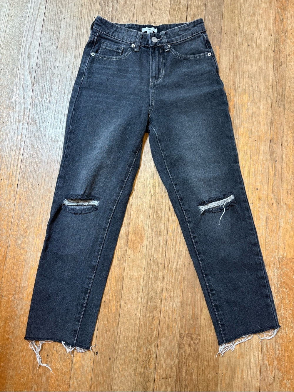 grey distressed jeans